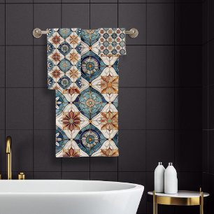 Motif carrelage marocain Ornat#3 Blue Gold ID1078