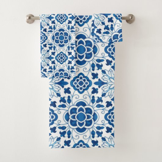 Motif carrelage vintage portugais bleu azulejos (En situation)