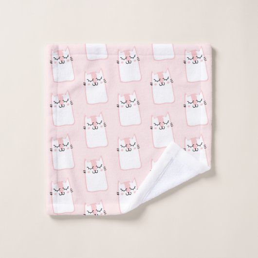 Motif chat chaton mignon dormant (Gant de toilette)