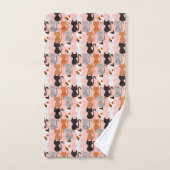 Motif Chat Cute Sur Rose Bleu (Serviette à main)