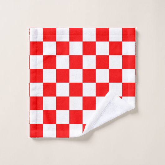 Motif chèque À damiers blanc rouge (Gant de toilette)