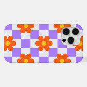 Motif Chèque Violet Avec Fleur Hippie Orange (Verso Horizontal)