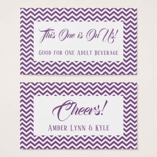 Motif Chevron Blanc sur Billets de Boisson Violett (Devant & derrière)