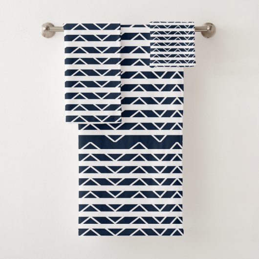 Motif Chevron Bleu Marine Blanc (En situation)