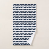 Motif Chevron Bleu Marine Blanc (Serviette à main)