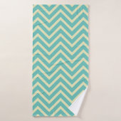 Motif Chevron Décor Lumière Turquoise Et Crème (Serviette de bain)