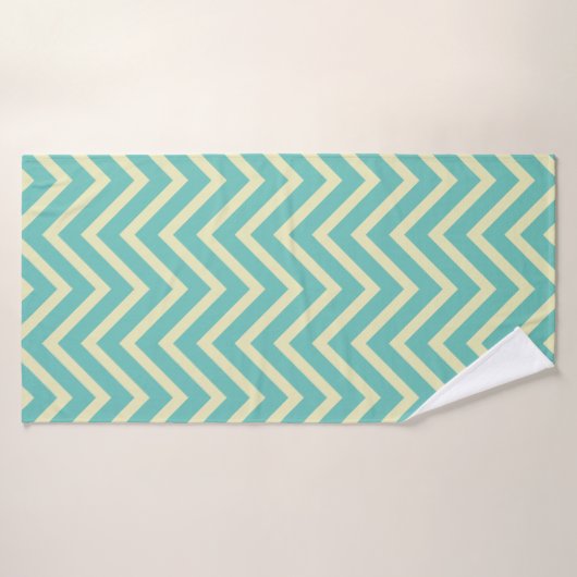 Motif Chevron Décor Lumière Turquoise Et Crème (Serviette de bain)