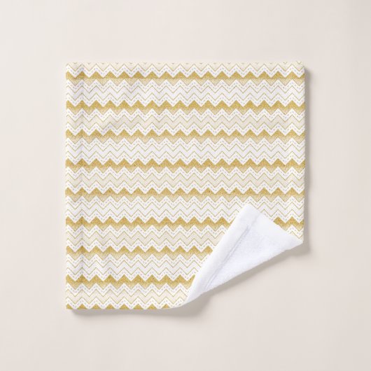Motif Chevron Gold & White (Gant de toilette)