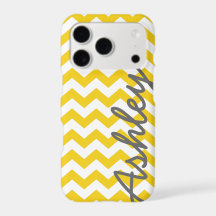 Motif chevron tendance avec nom - gris jaune