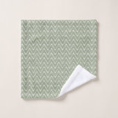 Motif Chevron Vert Sauge Poussiéreux (Gant de toilette)
