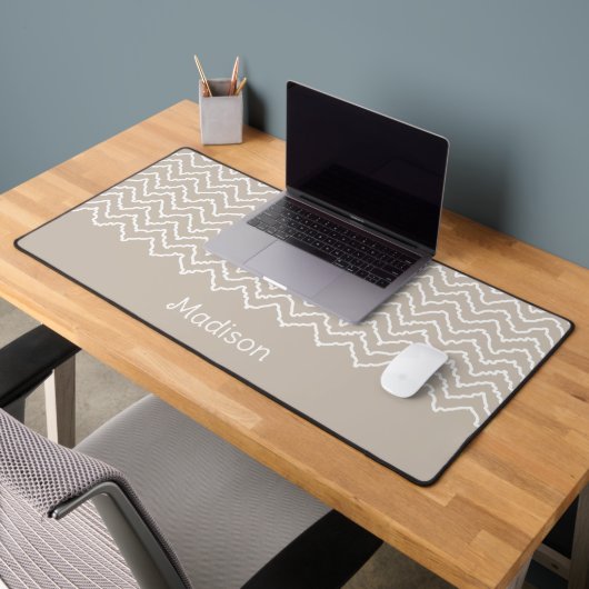 Motif Chevron Zigzag Ondulé Beige Et Blanc (Bureau 2)