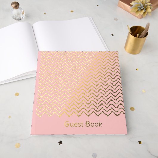 Motif Chevron Zigzag Ondulé Moderne Sur Fond Rose (Recto ouvert)