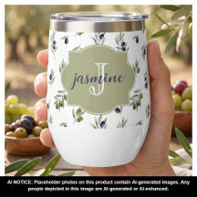Motif chic aquarelle avec monogramme et nom en ver