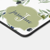 Motif chic aquarelle Monogramme nom Vert olive (Coin)