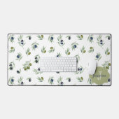 Motif chic aquarelle Monogramme nom Vert olive (Clavier et souris)