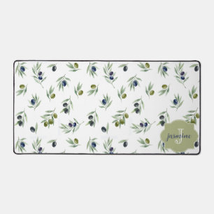 Motif chic aquarelle Monogramme nom Vert olive
