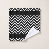 Motif Chic Chevron sur Monogramme Noir et Blanc (Gant de toilette)