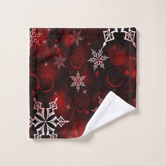 Motif Chic Crimson Red Snowflake (Gant de toilette)