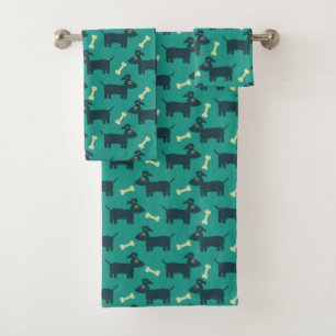Motif chien mignon avec oreilles disquettes et os