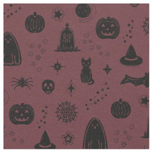 Motif Choses Effrayantes - Tissu Vin + Charbon