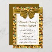 motif circulaire coloré, ruban Sweet 16 Invitation (Devant / Derrière)