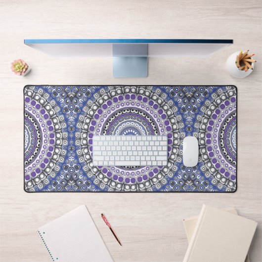 Motif circulaire géométrique Mandala bleu et viole (Bureau 1)