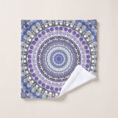 Motif circulaire géométrique Mandala bleu et viole (Gant de toilette)