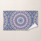 Motif circulaire géométrique Mandala bleu et viole (Serviette à main)