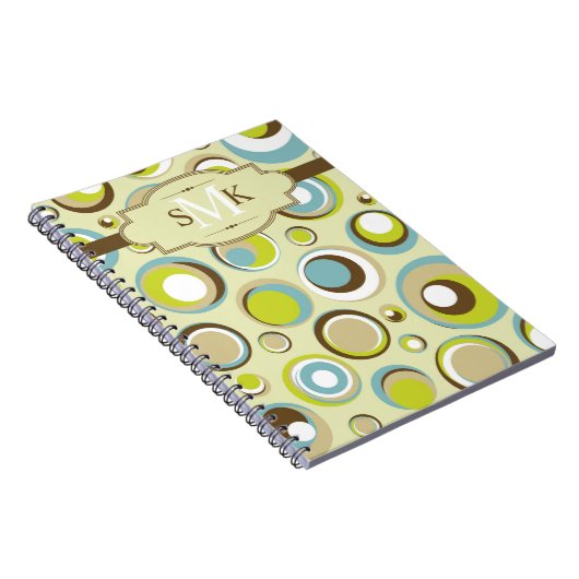 motif circulaire rétro des années 1970 Carnet spir (Côté Droit)