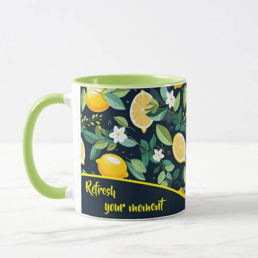Motif Citron Citrus Fruit Feuille Café Mug (Gauche)