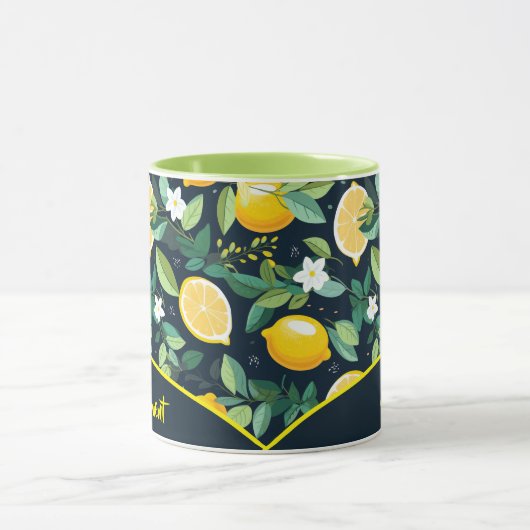 Motif Citron Citrus Fruit Feuille Café Mug (Centre)