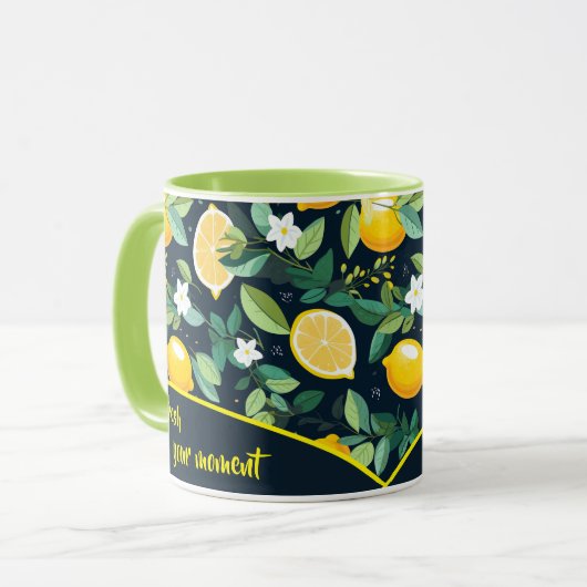 Motif Citron Citrus Fruit Feuille Café Mug (Devant gauche)