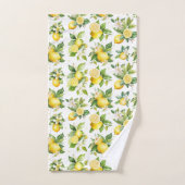 Motif citron, Fleurs de citron, Feuilles, Citrus (Serviette à main)