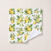 Motif citron, Fleurs de citron, Feuilles, Citrus (Gant de toilette)