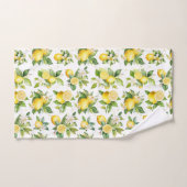 Motif citron, Fleurs de citron, Feuilles, Citrus (Serviette à main)