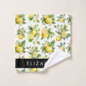 Motif citron, Fleurs de citron, Feuilles, Votre No (Gant de toilette)