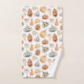 Motif Citrouille d'aquarelle amusant (Serviette à main)