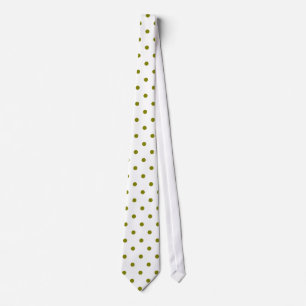 Motif classique à pois d'olive sur Cravate blanche