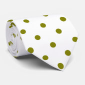 Motif classique à pois d'olive sur Cravate blanche (Roulé)