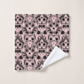 Motif classique noir et rose Damas (Gant de toilette)