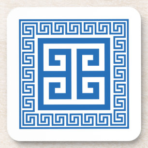 Motif Clé Grec Bleu Et Blanc Dessous de verre Desi