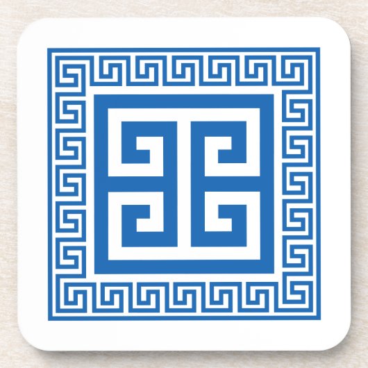 Motif Clé Grec Bleu Et Blanc Dessous de verre Desi (Devant)