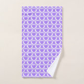 Motif Cœurs Blancs Violets (Serviette à main)
