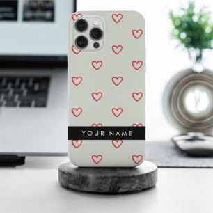 Motif Cœurs Rouges, Amour, Votre Nom, Personnalise