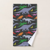 Motif coloré de dinosaure (foncé) (Serviette à main)