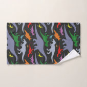 Motif coloré de dinosaure (foncé) (Serviette à main)
