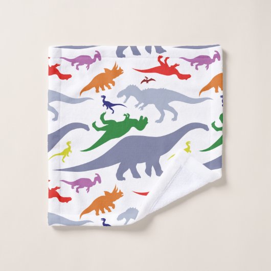 Motif coloré de dinosaure (lumière) (Gant de toilette)