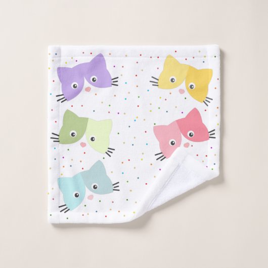 Motif coloré Happy Kittens (Gant de toilette)