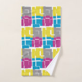 Motif cool violet bleu jaune gris (Serviette à main)