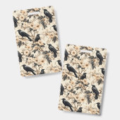 Motif corbeau corneille fleurs arbres Badge (Avant & arrière)